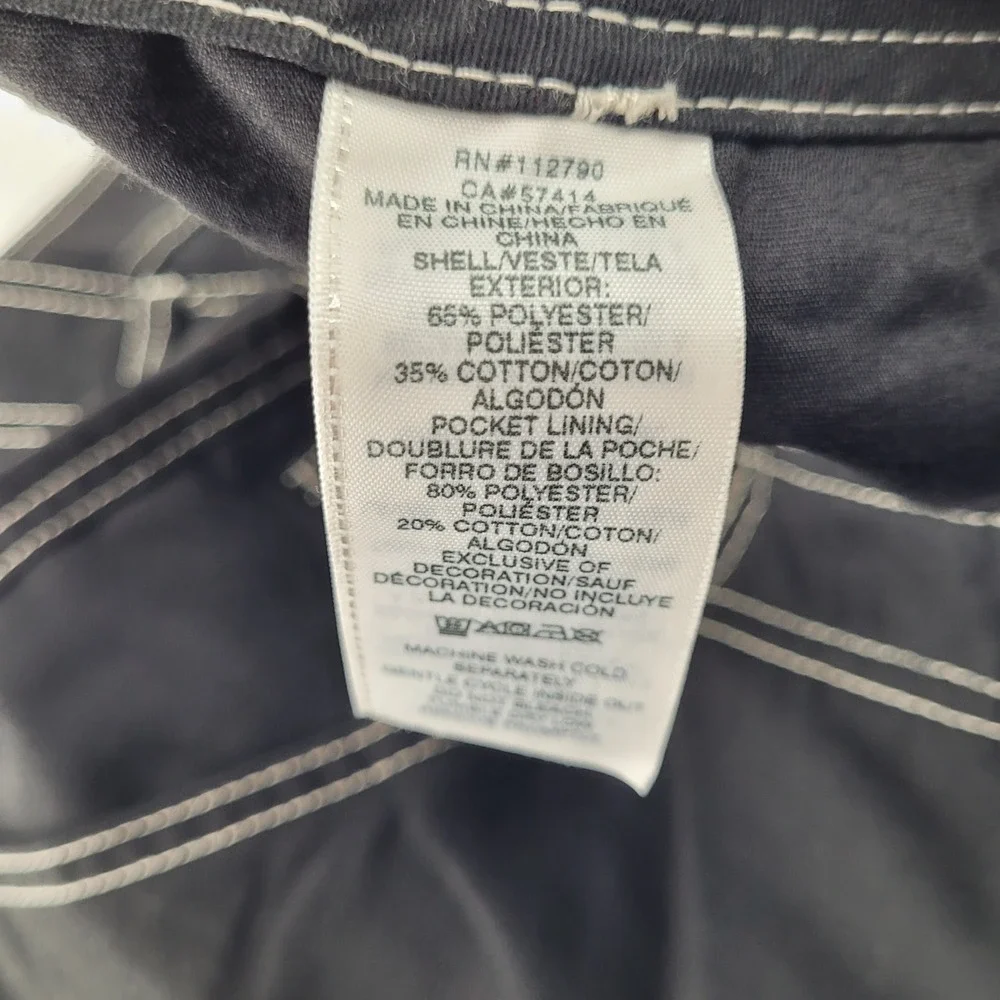 True Religion Cargo Pants Mens 38 Black Contrast Stitch Big‎ T Relaxed Straight